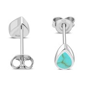 Turquoise Drop Silver Stud Earrings, e333